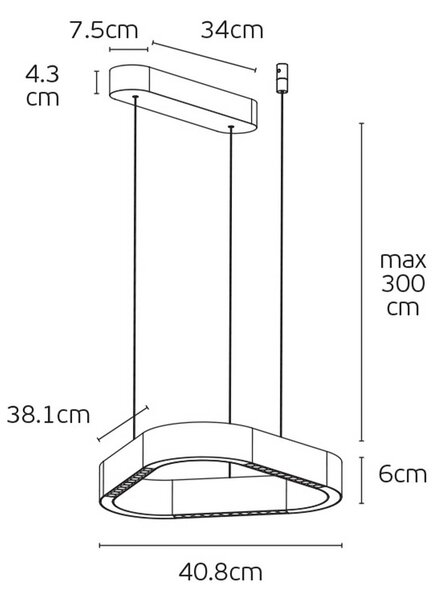 VK Light Aria LED závěsné svítidlo Zlatá600 mm