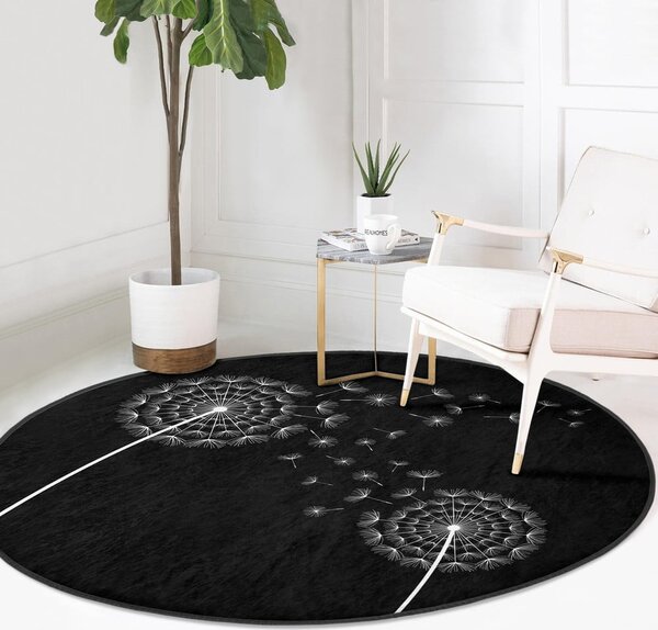 Černý pratelný kulatý koberec vhodný pro robotické vysavače ø 100 cm Comfort – Mila Home