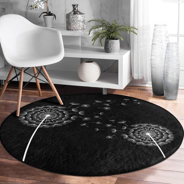 Černý pratelný kulatý koberec vhodný pro robotické vysavače ø 100 cm Comfort – Mila Home