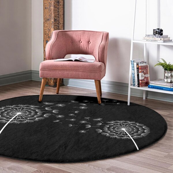 Černý pratelný kulatý koberec vhodný pro robotické vysavače ø 100 cm Comfort – Mila Home