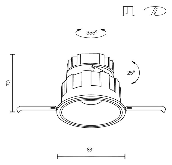 Maytoni downlight Wise LED 36° zápustné kruhové svítidlo Bílá7W