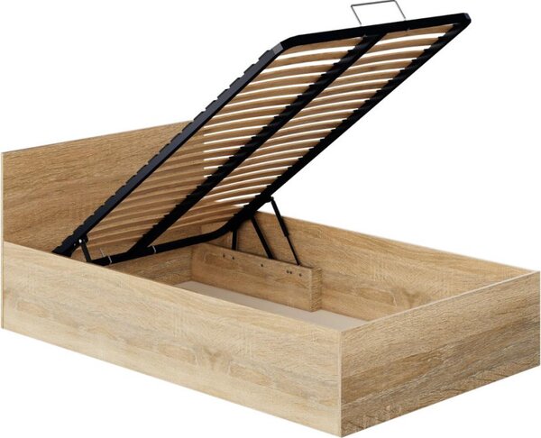 Kondela Postel 120x200 s kovovým roštem a úložným prostorem, dub sonoma, DOLI