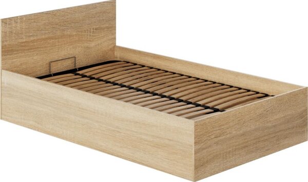 Kondela Postel 120x200 s kovovým roštem a úložným prostorem, dub sonoma, DOLI