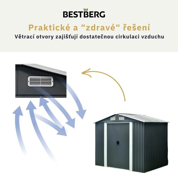 Zahradní domek BestBerg ZDB-4A / 4,1 m² / 236 x 174 x 206 cm / šedá