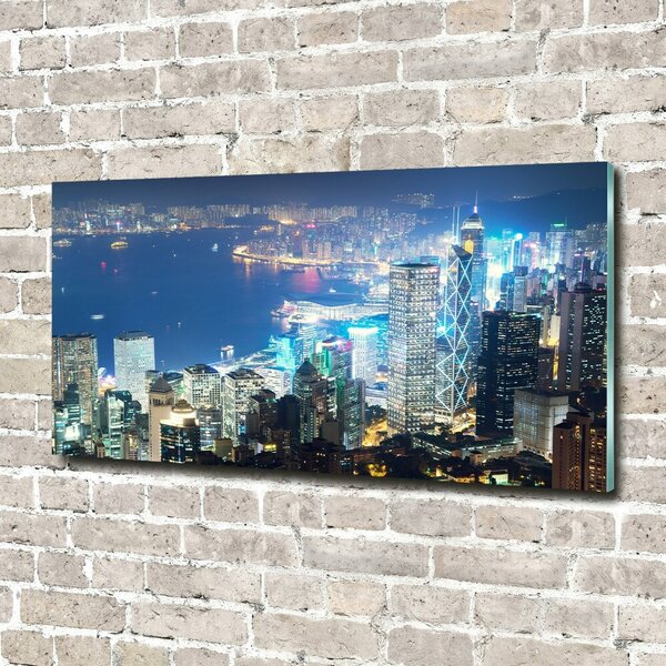 Foto obraz sklo tvrzené Noční Hongkong osh-97604985