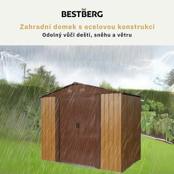 Zahradní domek BestBerg ZDB-4D / 4,1 m² / 236 x 174 x 206 cm / dekor dřevo/hnědá