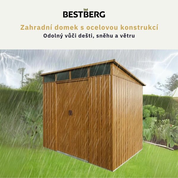 Zahradní domek BestBerg ZDSL-6D / 6,6 m² / 238 x 279 x 203 cm / dekor dřevo/hnědá