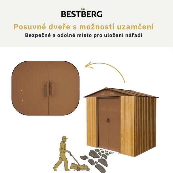 Zahradní domek BestBerg ZDB-9D / 9 m² / 279 x 324 x 211 cm / dekor dřevo/hnědá