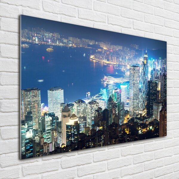 Foto obraz sklo tvrzené Noční Hongkong osh-97604985