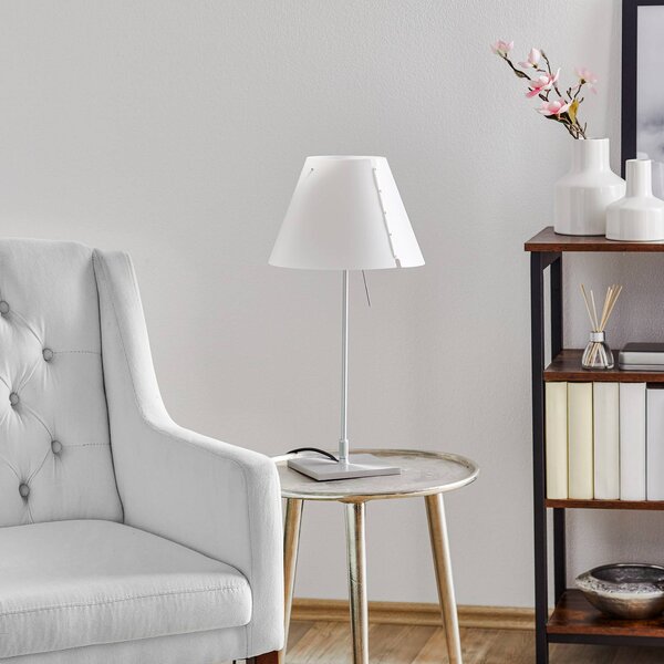 Luceplan Costanzina stolní lampa hliník, bílá, Bílá / opál, Obývací pokoj / jídelna, Hliník, Design