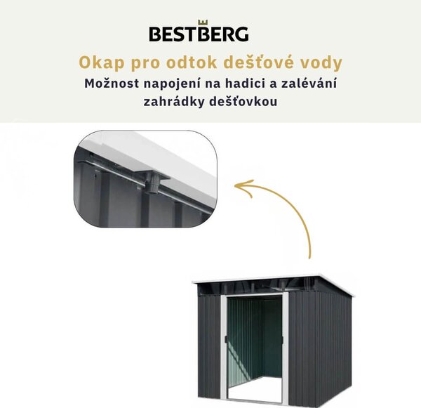 Zahradní domek BestBerg ZDSL-4A / 4,6 m² / 238 x 194 x 202 cm / šedá