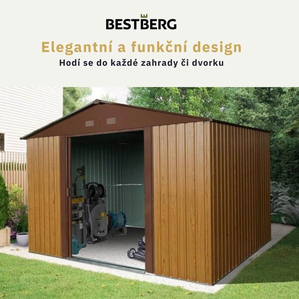 Zahradní domek BestBerg ZDB-7D / 7,2 m² / 301 x 238 x 214 cm / dekor dřevo/hnědá
