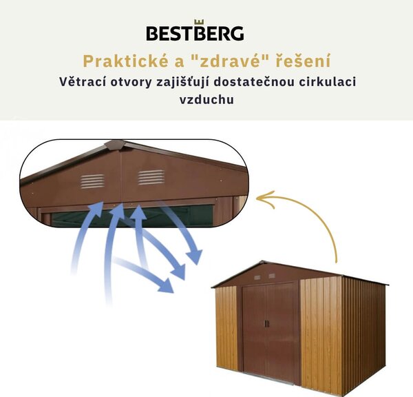 Zahradní domek BestBerg ZDB-7D / 7,2 m² / 301 x 238 x 214 cm / dekor dřevo/hnědá