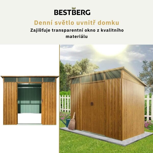 Zahradní domek BestBerg ZDSL-6D / 6,6 m² / 238 x 279 x 203 cm / dekor dřevo/hnědá