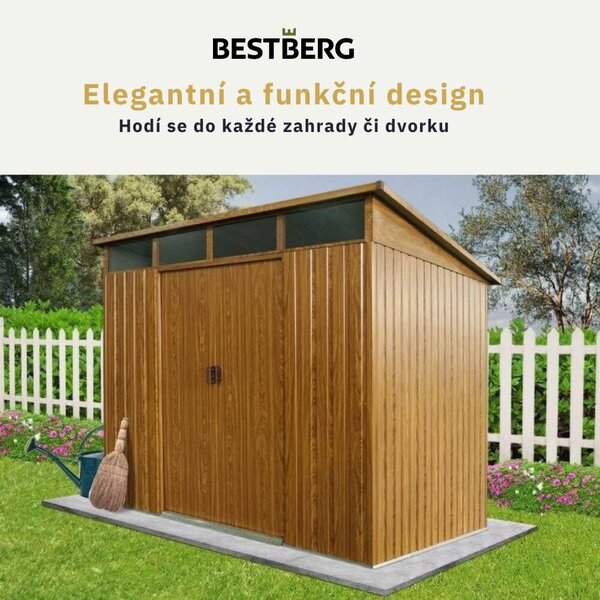 Zahradní domek BestBerg ZDSL-6D / 6,6 m² / 238 x 279 x 203 cm / dekor dřevo/hnědá
