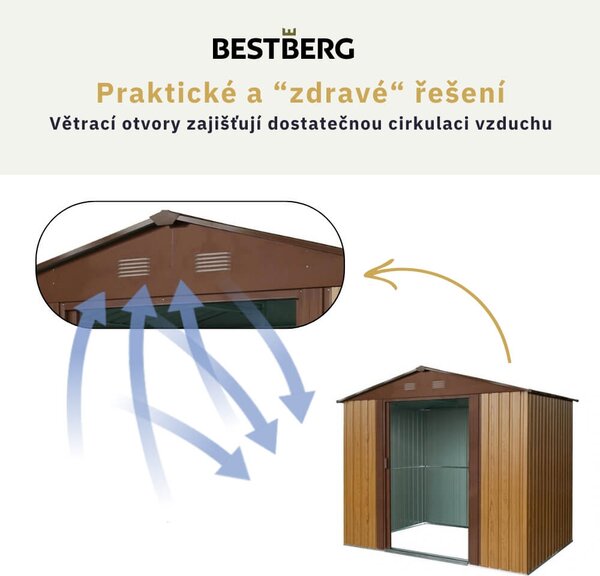 Zahradní domek BestBerg ZDB-9D / 9 m² / 279 x 324 x 211 cm / dekor dřevo/hnědá