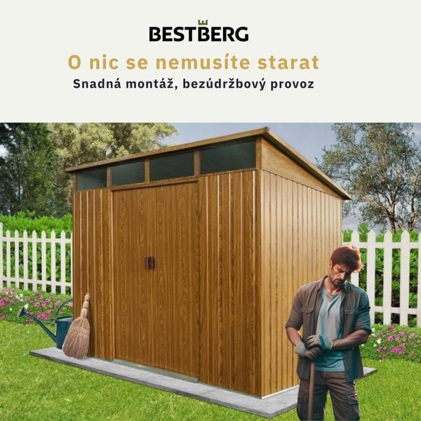 Zahradní domek BestBerg ZDSL-6D / 6,6 m² / 238 x 279 x 203 cm / dekor dřevo/hnědá