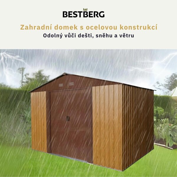 Zahradní domek BestBerg ZDB-7D / 7,2 m² / 301 x 238 x 214 cm / dekor dřevo/hnědá