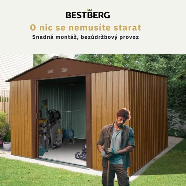 Zahradní domek BestBerg ZDB-7D / 7,2 m² / 301 x 238 x 214 cm / dekor dřevo/hnědá