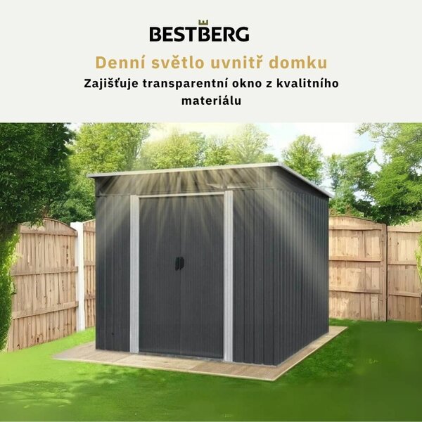 Zahradní domek BestBerg ZDSL-4A / 4,6 m² / 238 x 194 x 202 cm / šedá