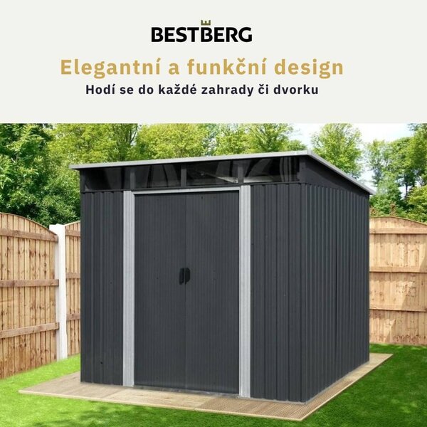 Zahradní domek BestBerg ZDSL-4A / 4,6 m² / 238 x 194 x 202 cm / šedá