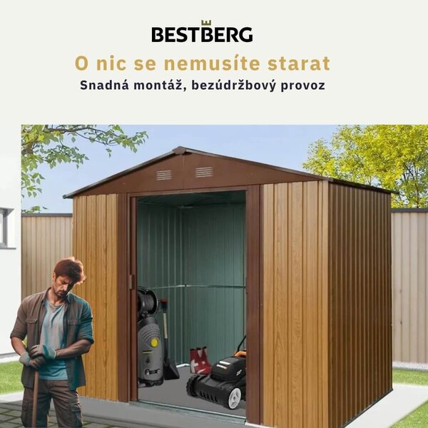 Zahradní domek BestBerg ZDB-4D / 4,1 m² / 236 x 174 x 206 cm / dekor dřevo/hnědá