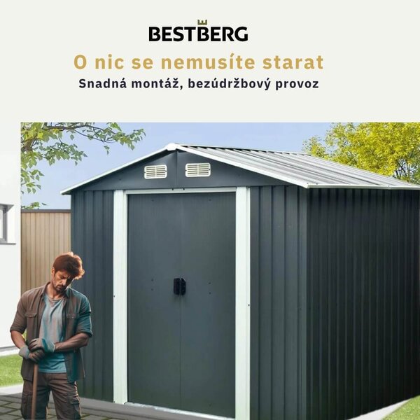 Zahradní domek BestBerg ZDB-4A / 4,1 m² / 236 x 174 x 206 cm / šedá