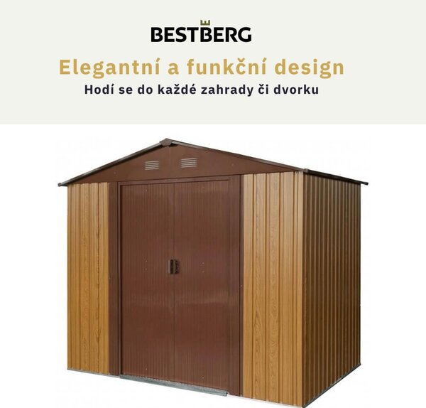 Zahradní domek BestBerg ZDB-4D / 4,1 m² / 236 x 174 x 206 cm / dekor dřevo/hnědá