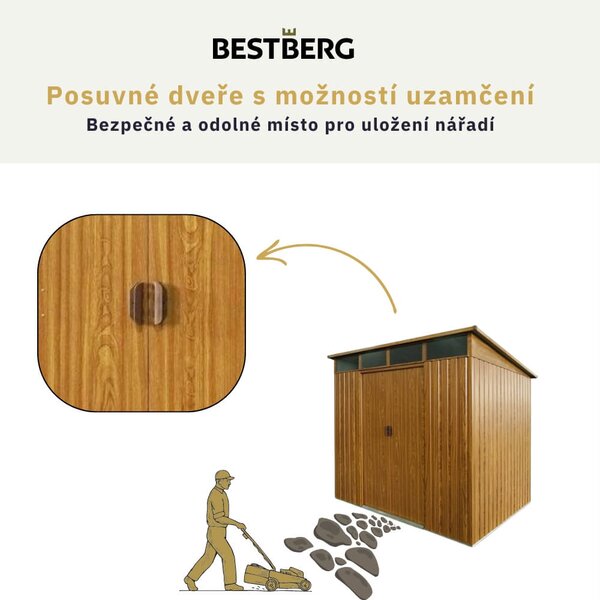 Zahradní domek BestBerg ZDSL-6D / 6,6 m² / 238 x 279 x 203 cm / dekor dřevo/hnědá