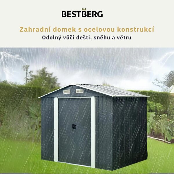 Zahradní domek BestBerg ZDB-4A / 4,1 m² / 236 x 174 x 206 cm / šedá