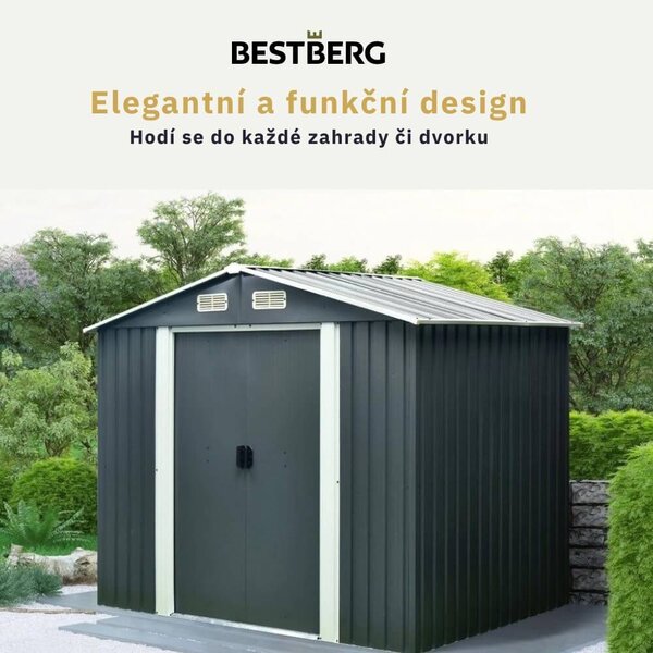 Zahradní domek BestBerg ZDB-4A / 4,1 m² / 236 x 174 x 206 cm / šedá