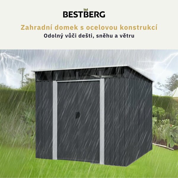 Zahradní domek BestBerg ZDSL-4A / 4,6 m² / 238 x 194 x 202 cm / šedá