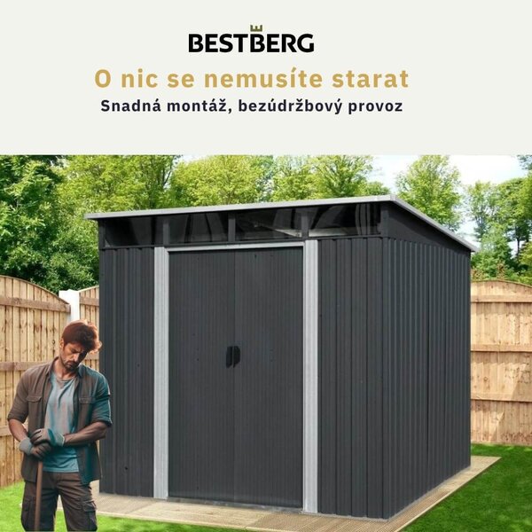Zahradní domek BestBerg ZDSL-4A / 4,6 m² / 238 x 194 x 202 cm / šedá