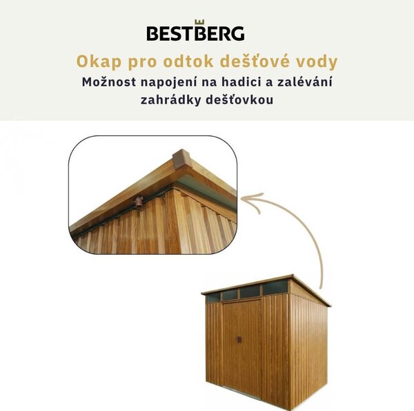 Zahradní domek BestBerg ZDSL-6D / 6,6 m² / 238 x 279 x 203 cm / dekor dřevo/hnědá