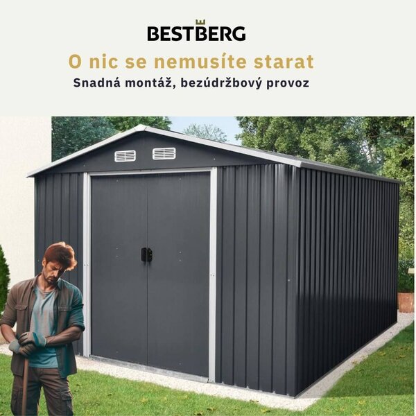 Zahradní domek BestBerg ZDB-9A / 9 m² / 279 x 324 x 211 cm / šedá
