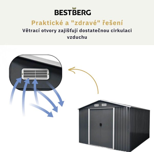 Zahradní domek BestBerg ZDB-9A / 9 m² / 279 x 324 x 211 cm / šedá