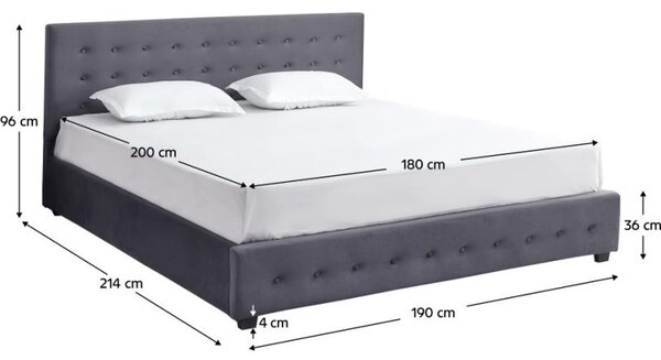 Kondela Postel MINDY 180x200, šedá Velvet látka s úložným prostorem