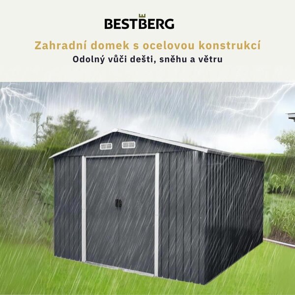 Zahradní domek BestBerg ZDB-9A / 9 m² / 279 x 324 x 211 cm / šedá