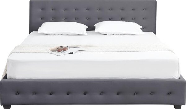 Kondela Postel MINDY 180x200, šedá Velvet látka s úložným prostorem
