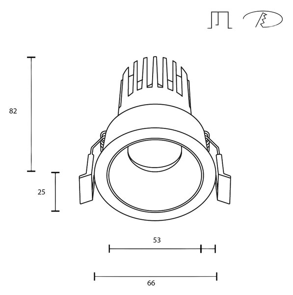 Maytoni downlight Dip LED 50° zápustné kruhové svítidlo černé 82xØ66mm3000K10W
