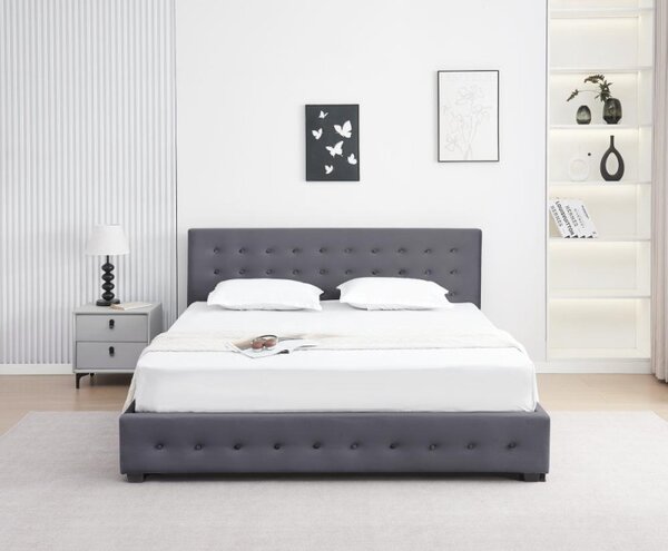Kondela Postel MINDY 180x200, šedá Velvet látka s úložným prostorem