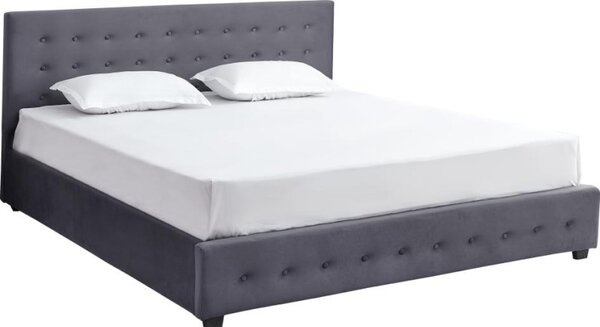 Kondela Postel MINDY 180x200, šedá Velvet látka s úložným prostorem