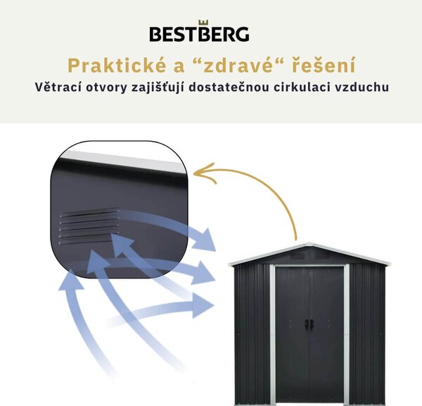 Zahradní domek BestBerg ZDB-2A / 2,5 m² / 194 x 131 x 184 cm / šedá