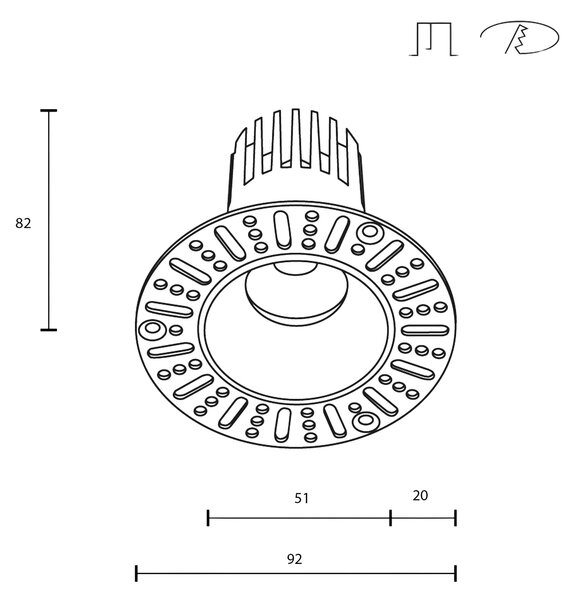 Maytoni downlight Dip LED 50° zápustné kruhové svítidlo černé 82xØ66mm3000K10W