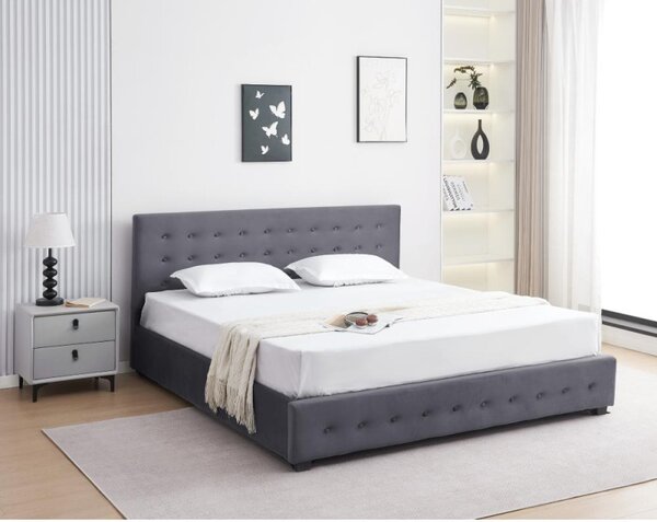 Kondela Postel MINDY 180x200, šedá Velvet látka s úložným prostorem