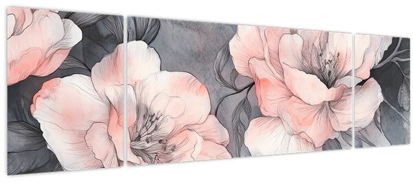 Obraz - Skica květin (170x50 cm)