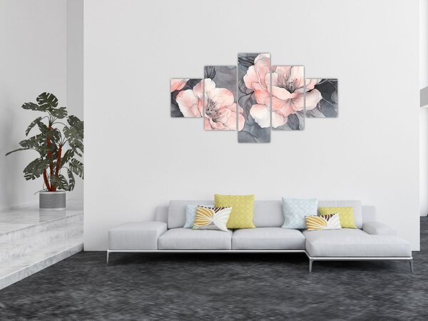 Obraz - Skica květin (125x70 cm)