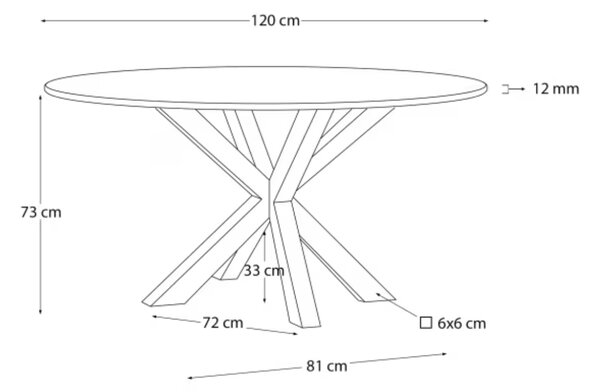Matně černý skleněný jídelní stůl Kave Home Argo 120 cm s přírodní kovovou podnoží