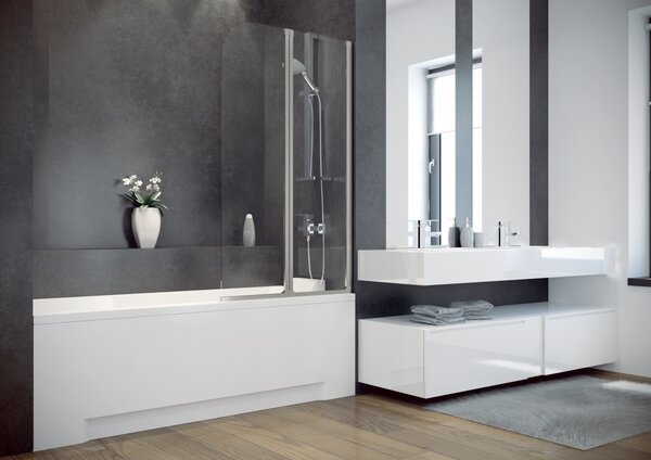 Besco Ambition vanová zástěna 80.5 cm dvoudílný chrom lesk/čiré sklo PA-2S