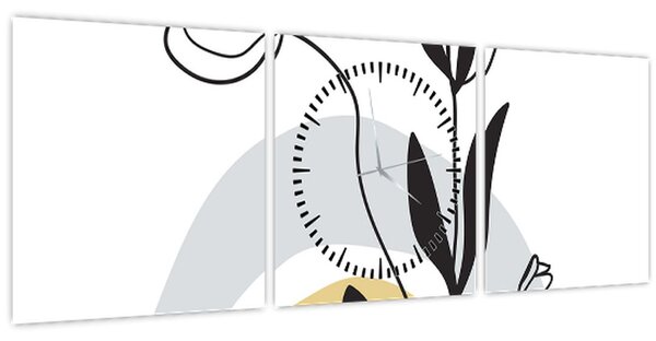 Obraz - Květiny ve váze N⁰1 (s hodinami) (90x30 cm)